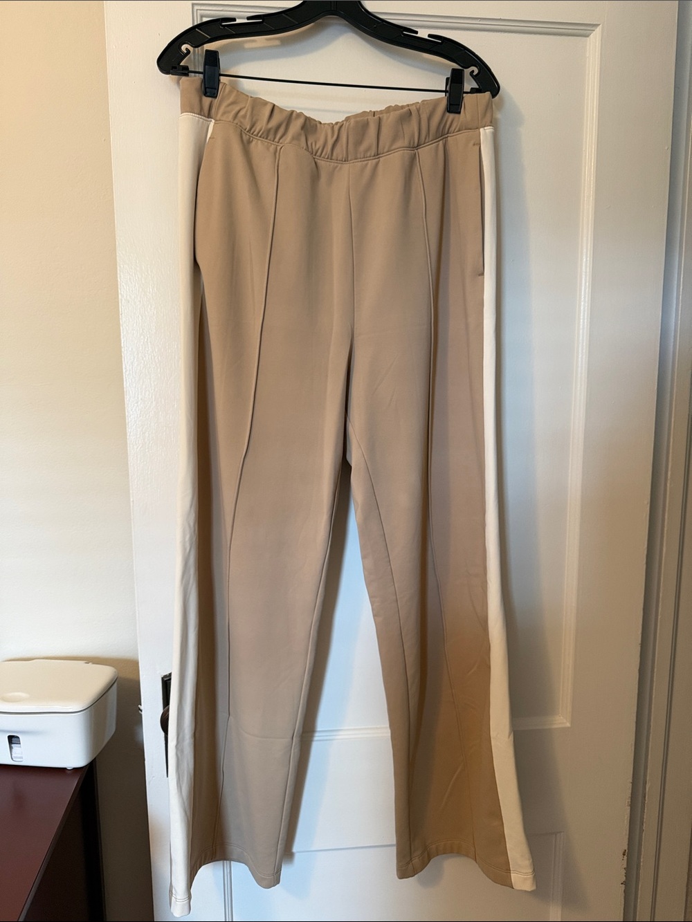 Wide-Leg Pants with White Side Stripe